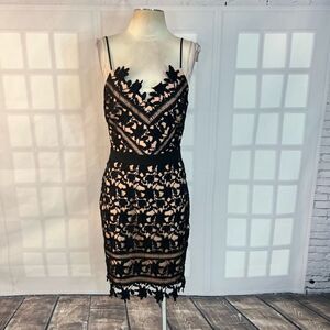 Adelyn Rae Black Floral Lace Mini Dress